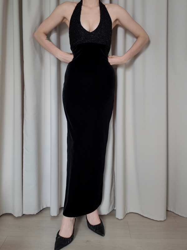 Sukienka welurowa Axara Paris (M) - obrazek 2